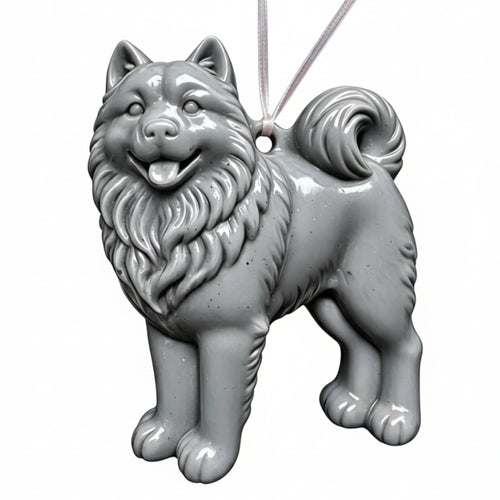 Gray WAX MELT DOG TREE ornament on a white background