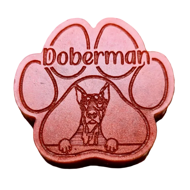 Doberman dog paw print design on a 