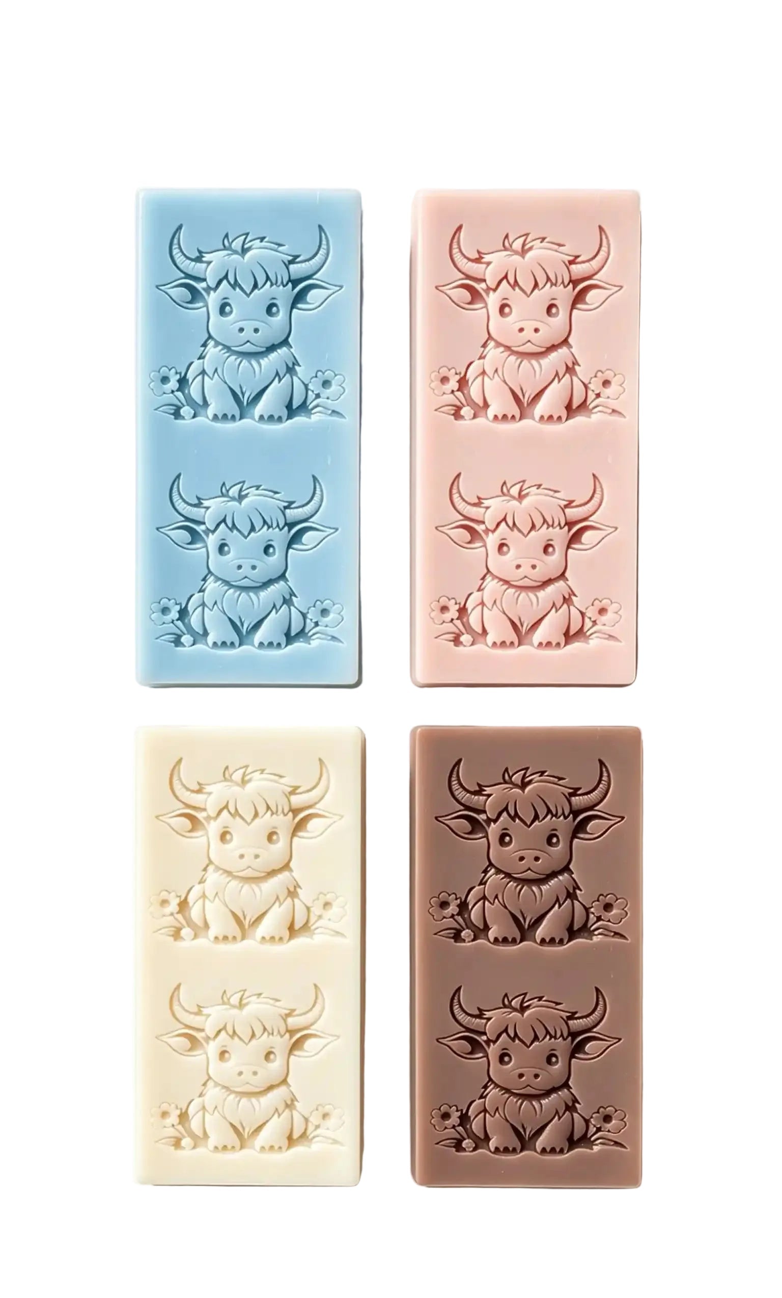 Handmade highland cow snap bar wax melt in premium soy wax — an udderly adorable little treat, made in the UK.