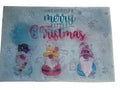 A rectangular Christmas-themedsmash bar large 'HAVE YOURSELF A merry Little Christmas' in stylized lettering, decorated with three cartoon garden gnomes and silver glitter flecks on a pale blue background.