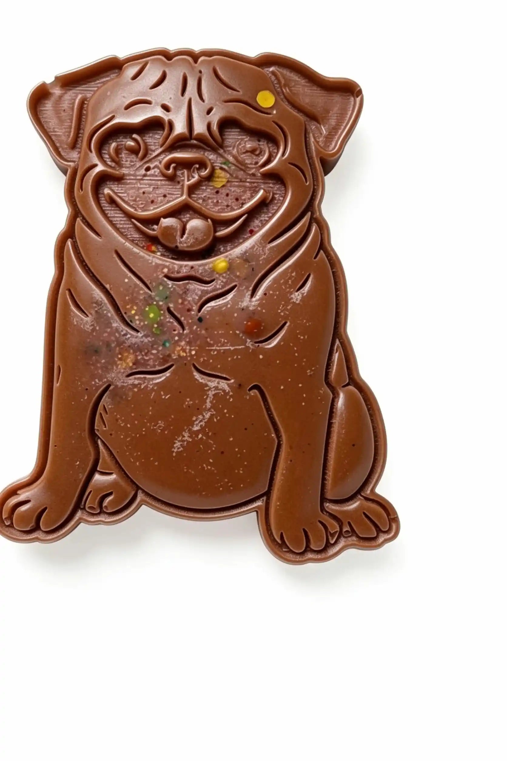 Handmade pug-shaped wax melt, hand-poured in Yorkshire with your choice of fragrance. Paws-itively perfect for pug parents.