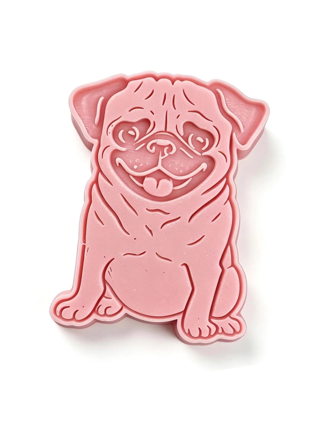 Handmade pug-shaped wax melt, hand-poured in Yorkshire with your choice of fragrance. Paws-itively perfect for pug parents.