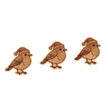 Three cartoon-style brown birds wearing Santa hats, shown on a transparent checkerboard background. wax melt