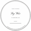 A round white label for a soy wax candle with black text reading 'HAND POURED', 'Soy Wax CANDLE', and 'SCENT', framed by a double circular border on a white background.