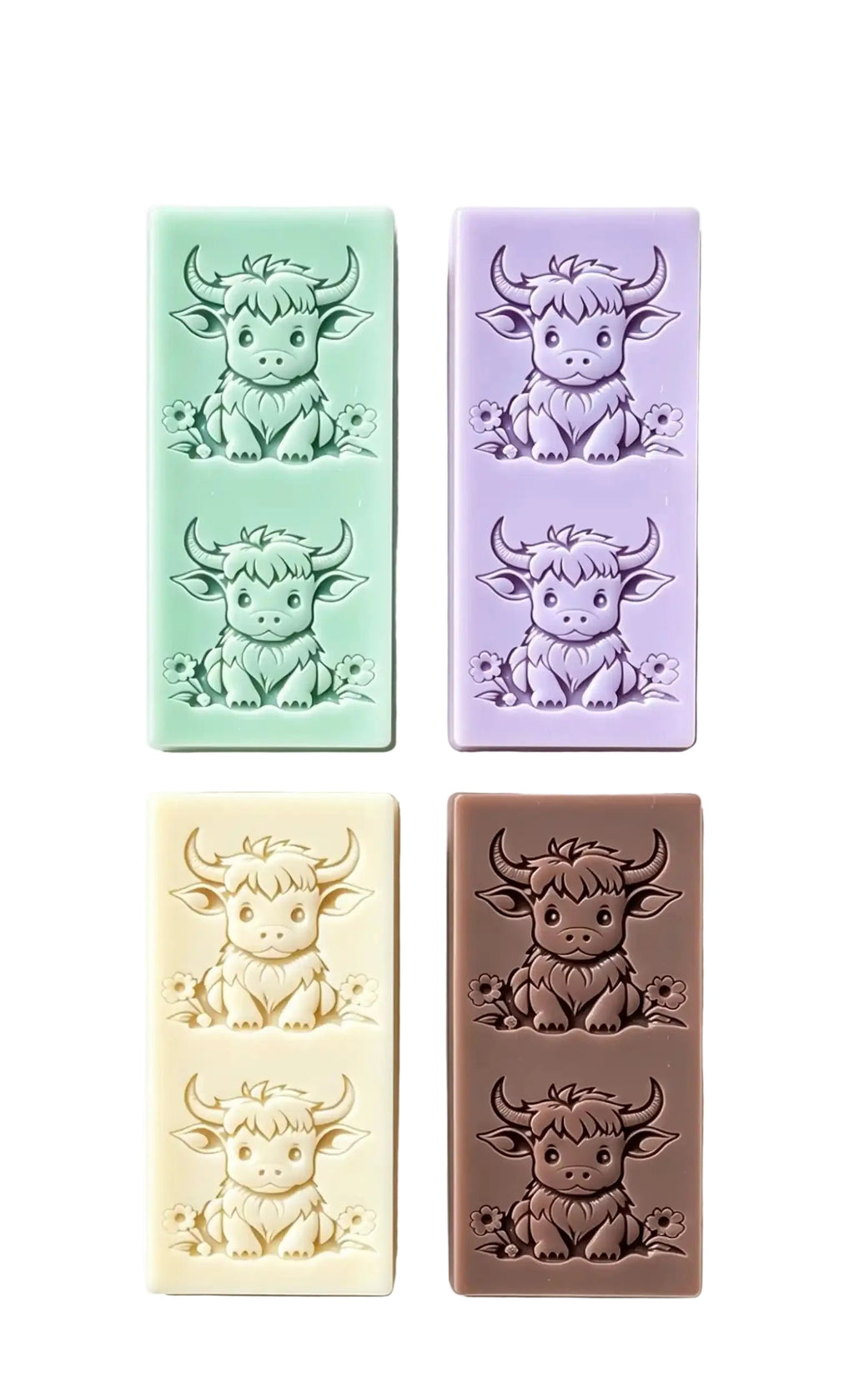 Handmade highland cow snap bar wax melt in premium soy wax — an udderly adorable little treat, made in the UK.