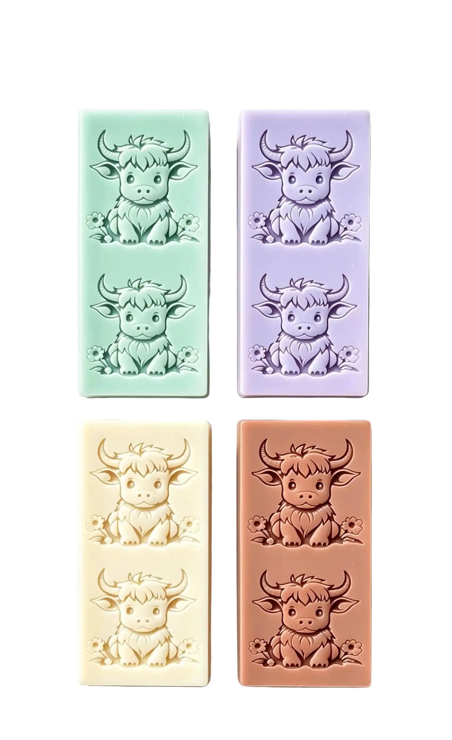 Handmade highland cow snap bar wax melt in premium soy wax — an udderly adorable little treat, made in the UK.